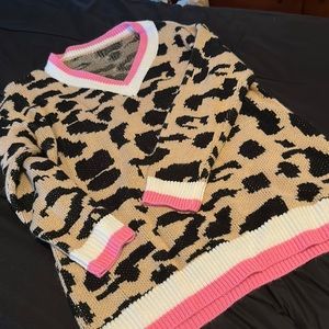 3 for $15 Cheetah Print & Pink Knit Pullover Sweater